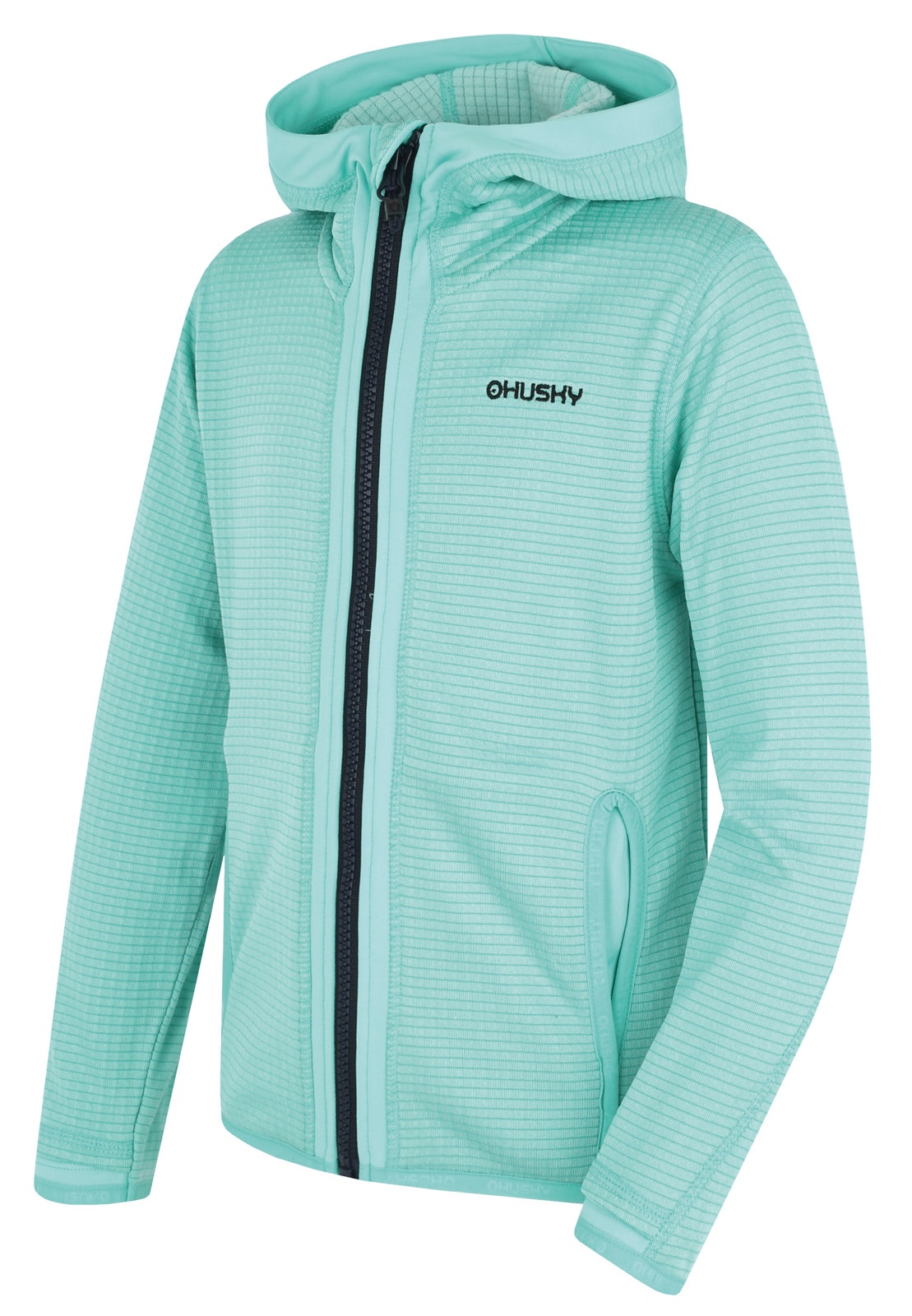 Husky Artic Zip K 152-158, turquoise/black blue Dětská mikina s kapucí